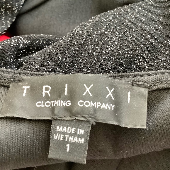 TRIXXI BLACK GLITTER BODY CON DRESS 1 - Picture 5 of 7